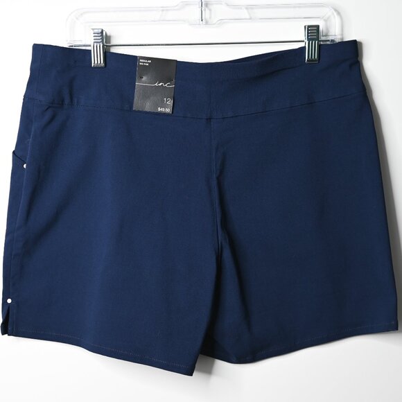 INC International Concepts Navy Mid Rise Pull On Shorts - Size 12 - NWT $49.50 - Picture 2 of 8